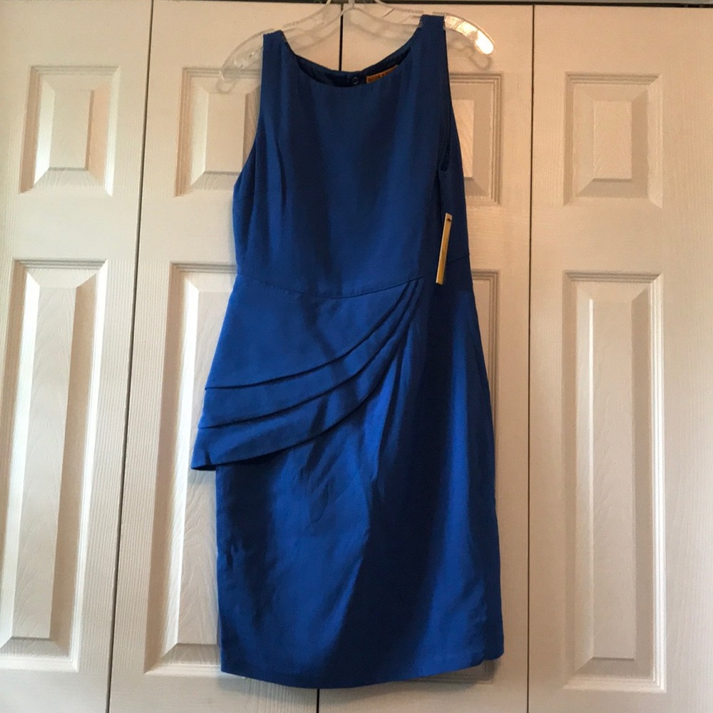 Alice + Olivia blue side ruffle open-back dress